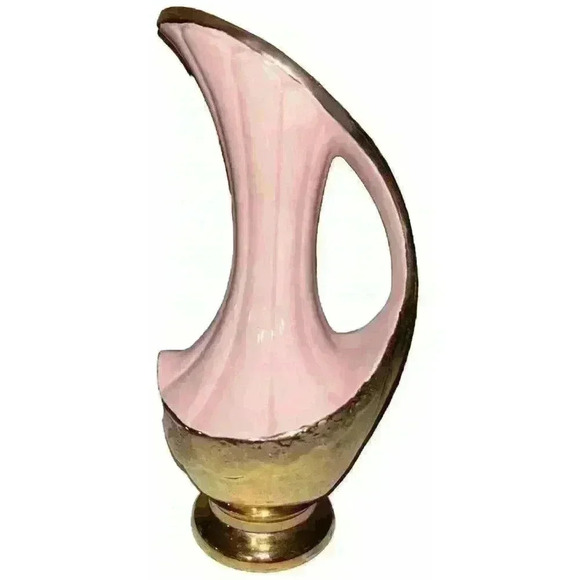 Vintage Other - VINTAGE 1940s 1950s SHINY WEEPING GOLD TEXTURED PINK VASE